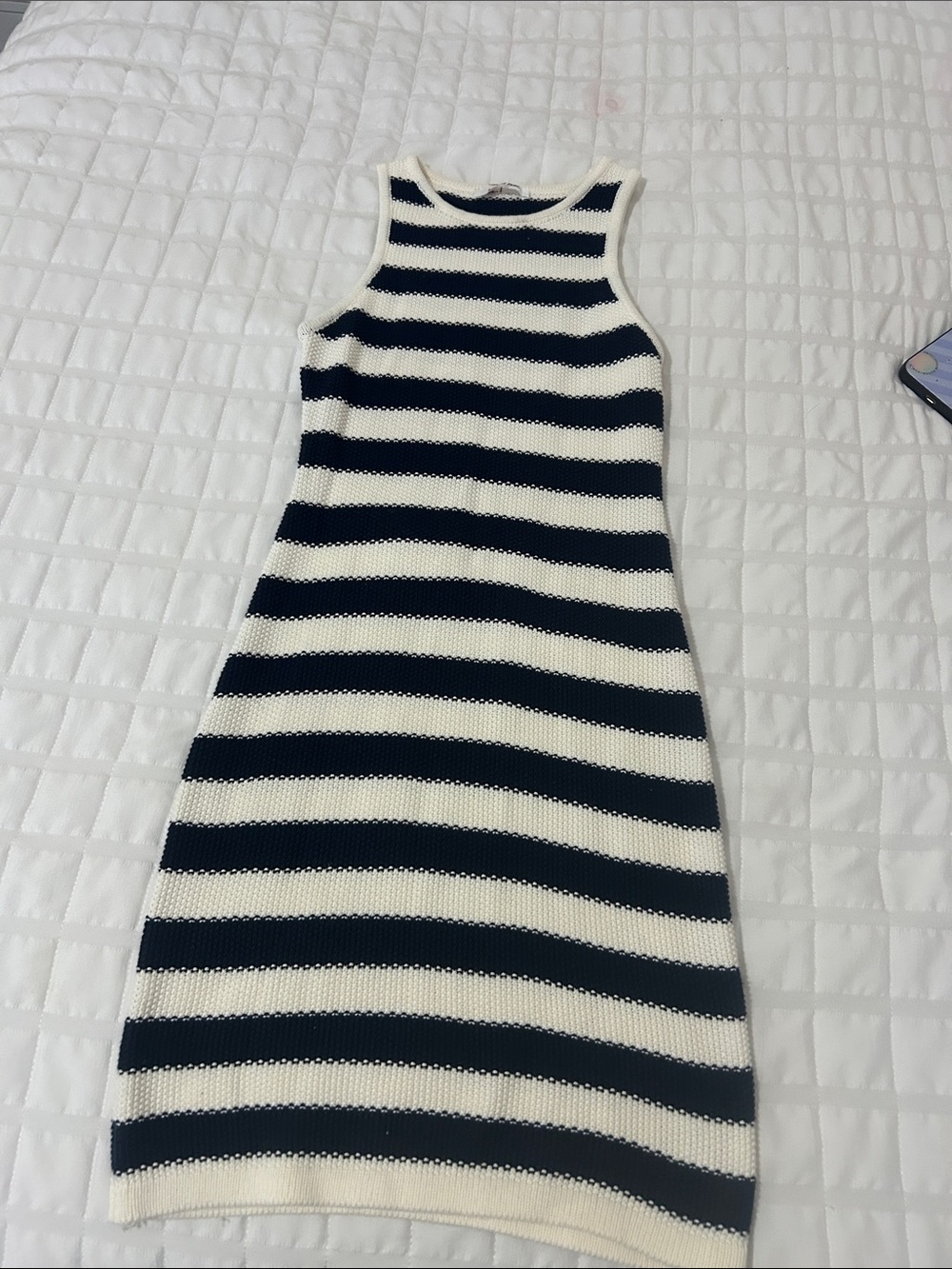 Double Zero Navy and White Striped Knit Tank Dress